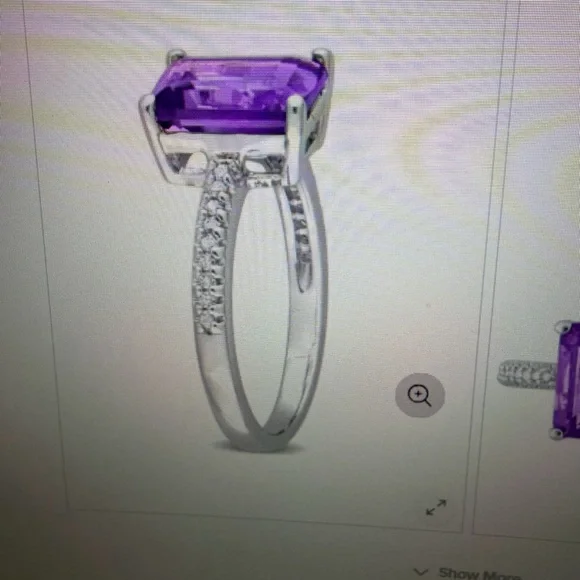 Elegant Silver Ring with Amethyst and Sky- Blue Topaz Stones.  Sterling Silver - Picture 3 of 4